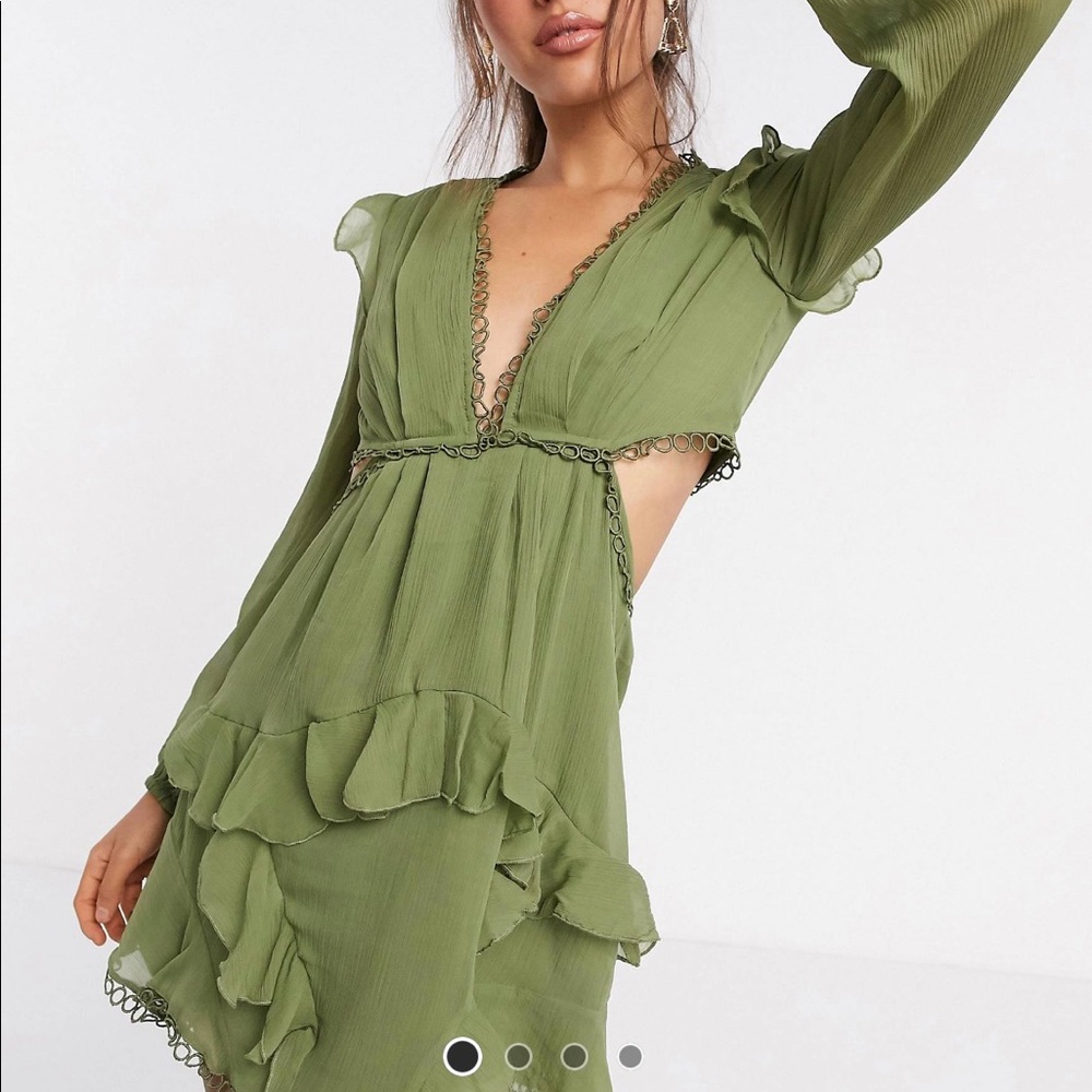 ASOS Design mini dress with long sleeves and circle trim size 6
